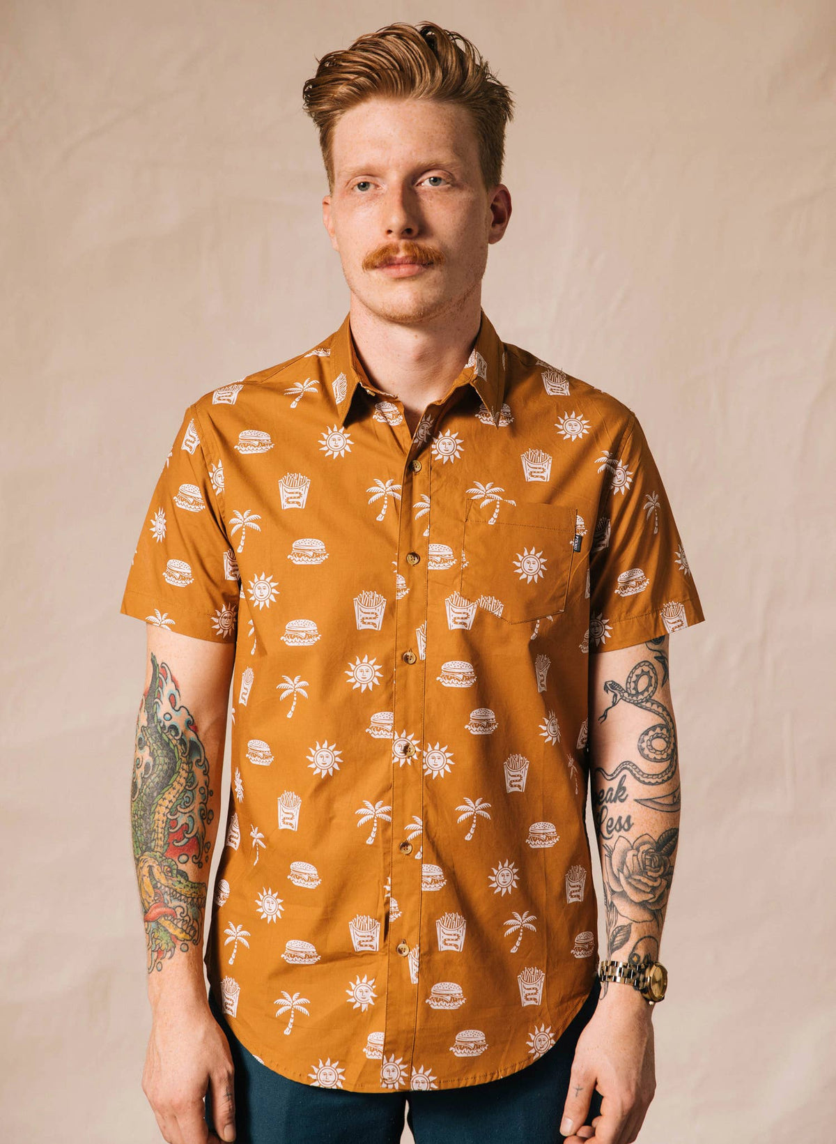 Take It Greasy Casual Vintage Button Down Shirt Men Women: Large