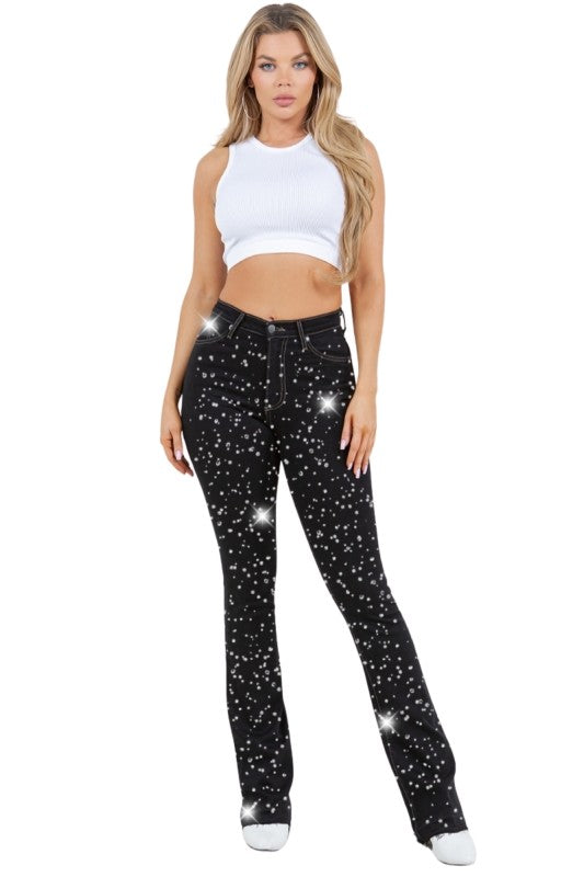 GJG Denim Galaxy Glow Rhinestone Boot Cut Jean
