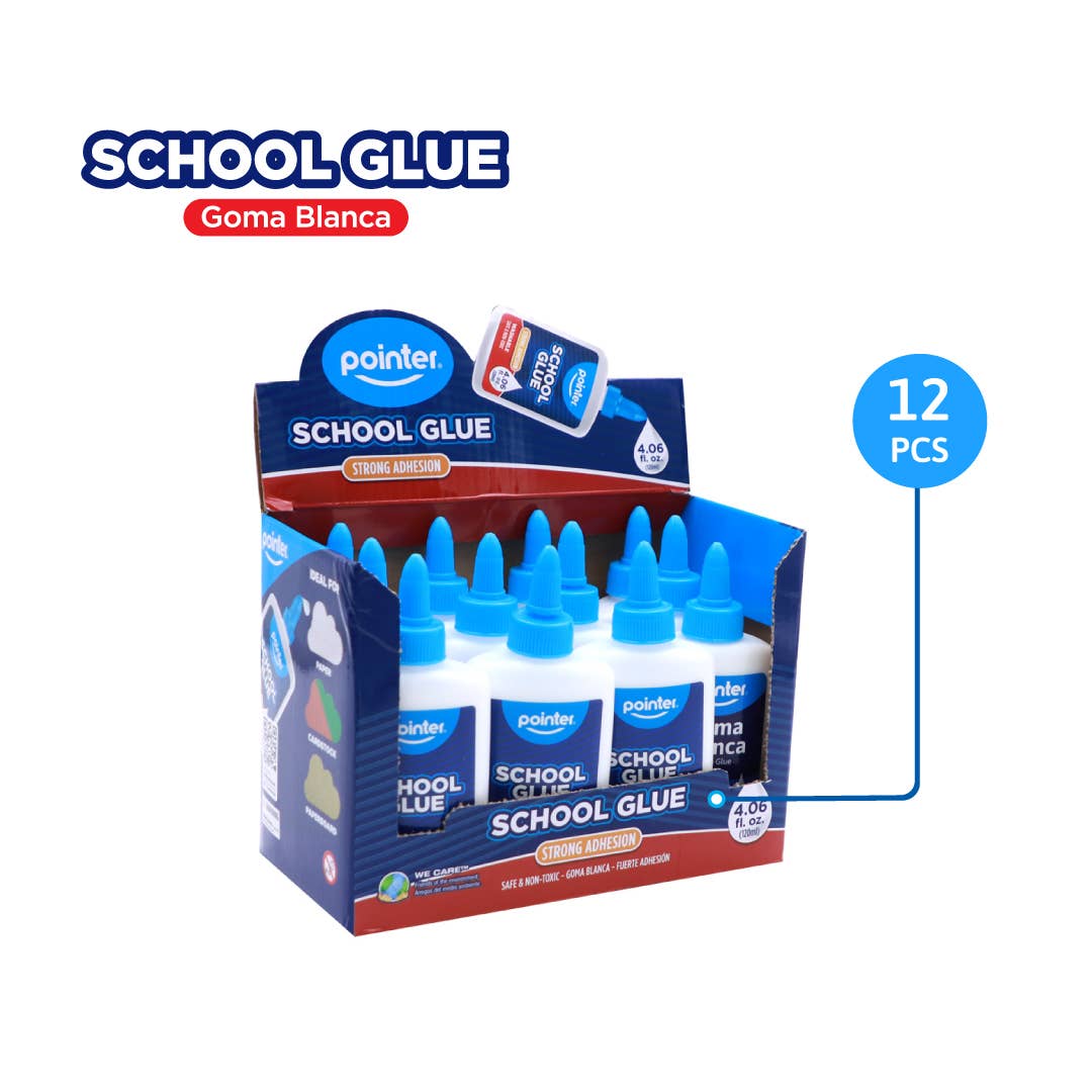 School Glue – White Washable 4oz PDQ 24 Units