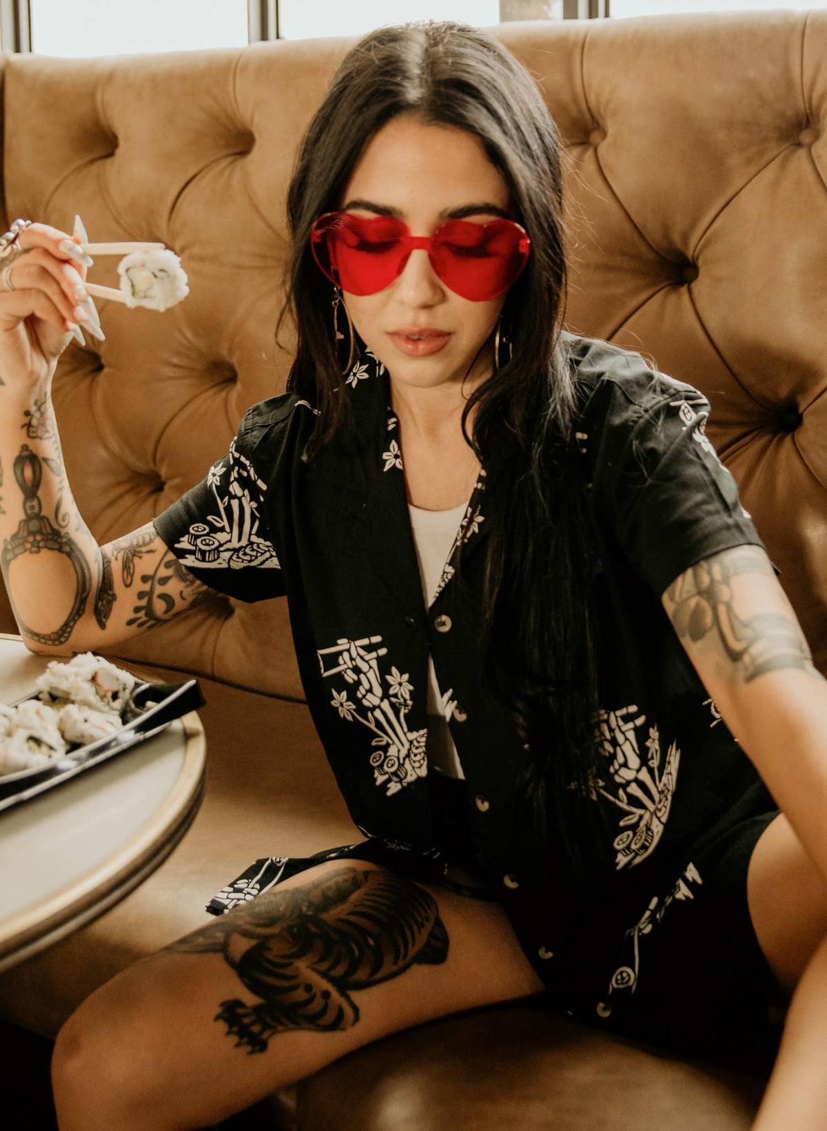 Rolling Deep Sushi Casual Button Down Shirt Men Women: M / Womens