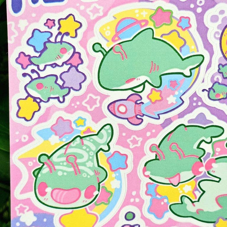 Alien Shark Sticker Sheet!