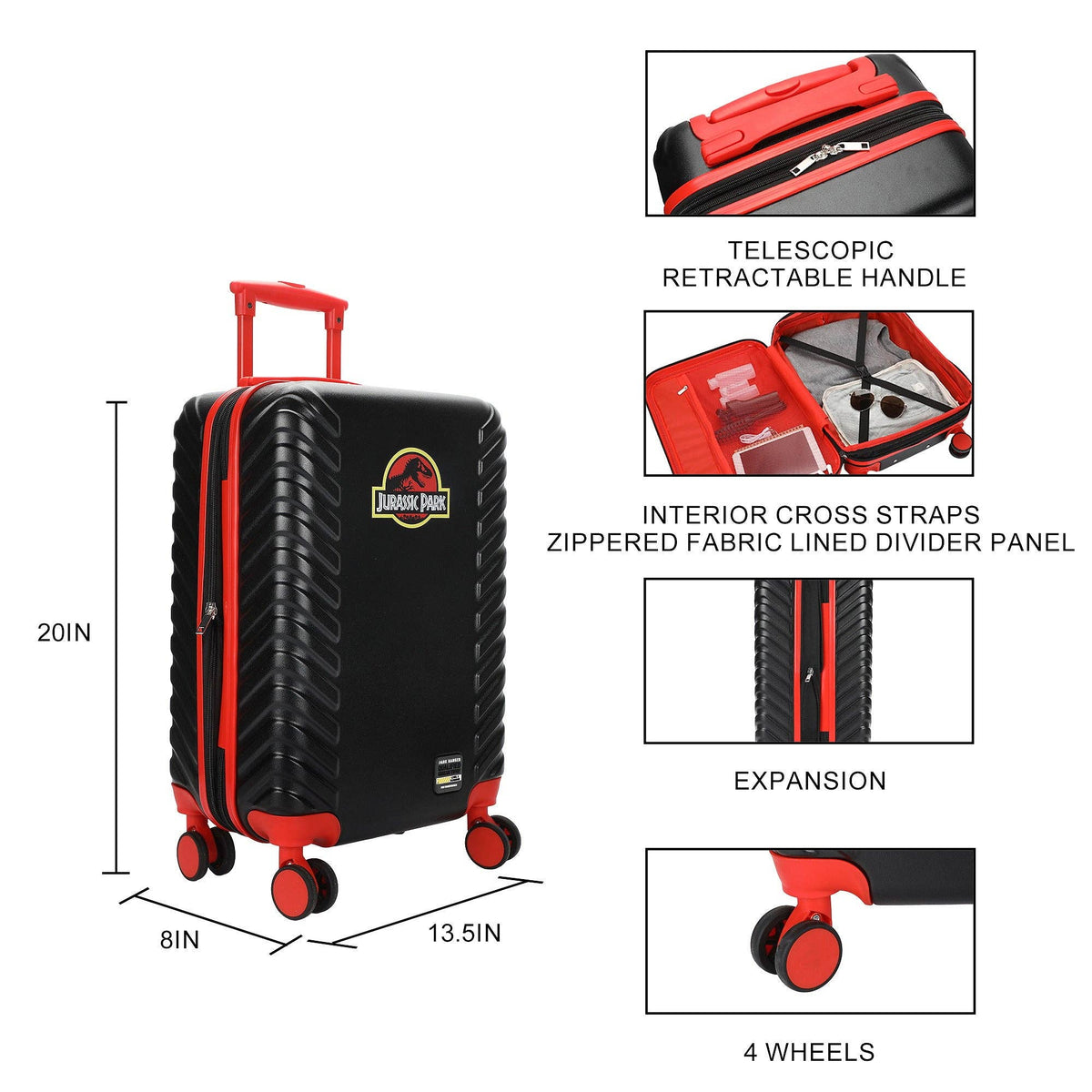 Jurassic Park Franchise 20" ABS Hardshell Luggage with UV Print For Adult Fans and Collectors