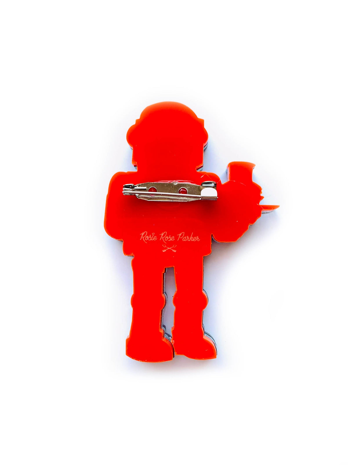 Retro Diner Robot Brooch 1950s Sci-Fi Waiter Acrylic Pin
