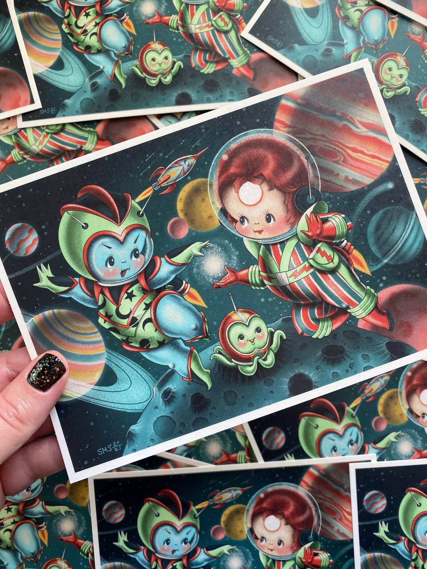 Moonage Daydream Bowie Space Kewpies 5x7 Mini Print