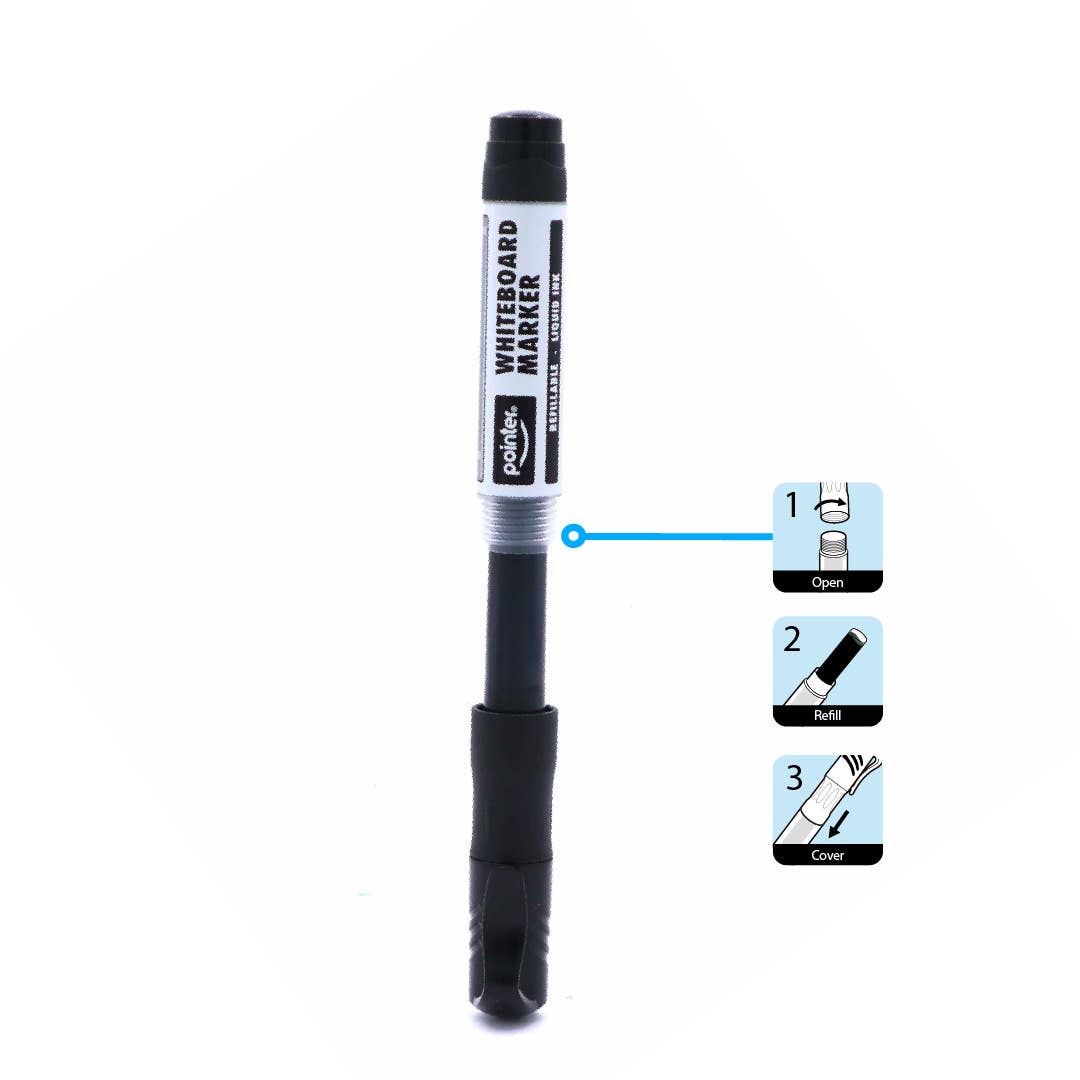 Dry Erase Markers – Refillable Chisel Tip Black 12 Pack