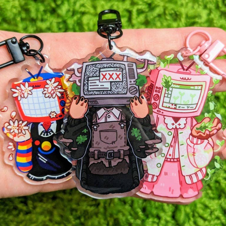 TV Head Cute Acrylic Keychains: ALL Three!!