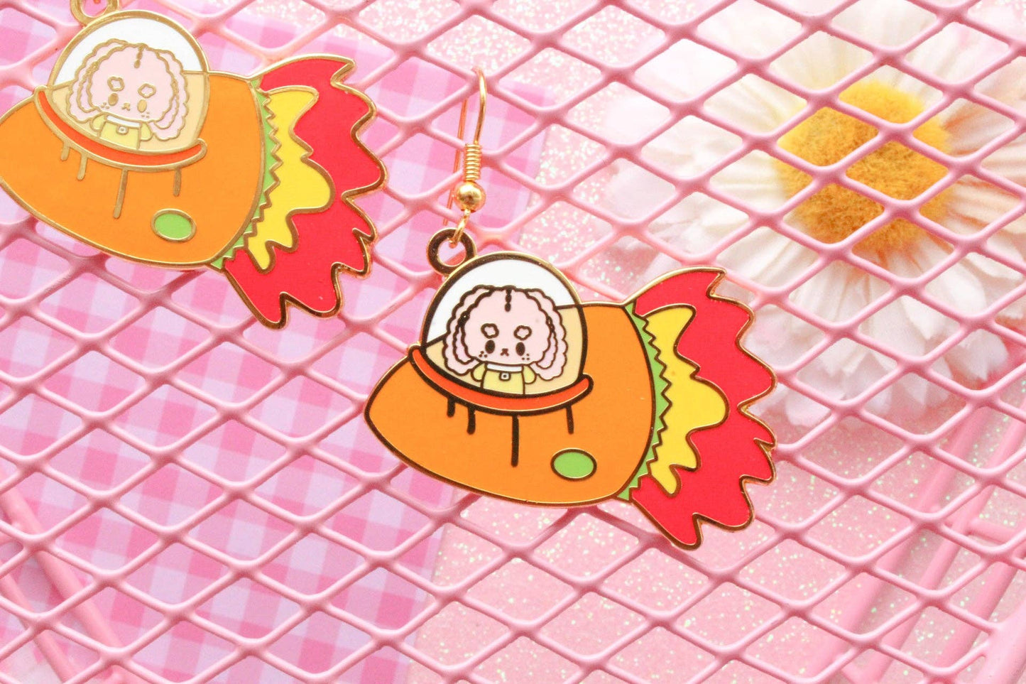 Carrot Space Ship Earrings