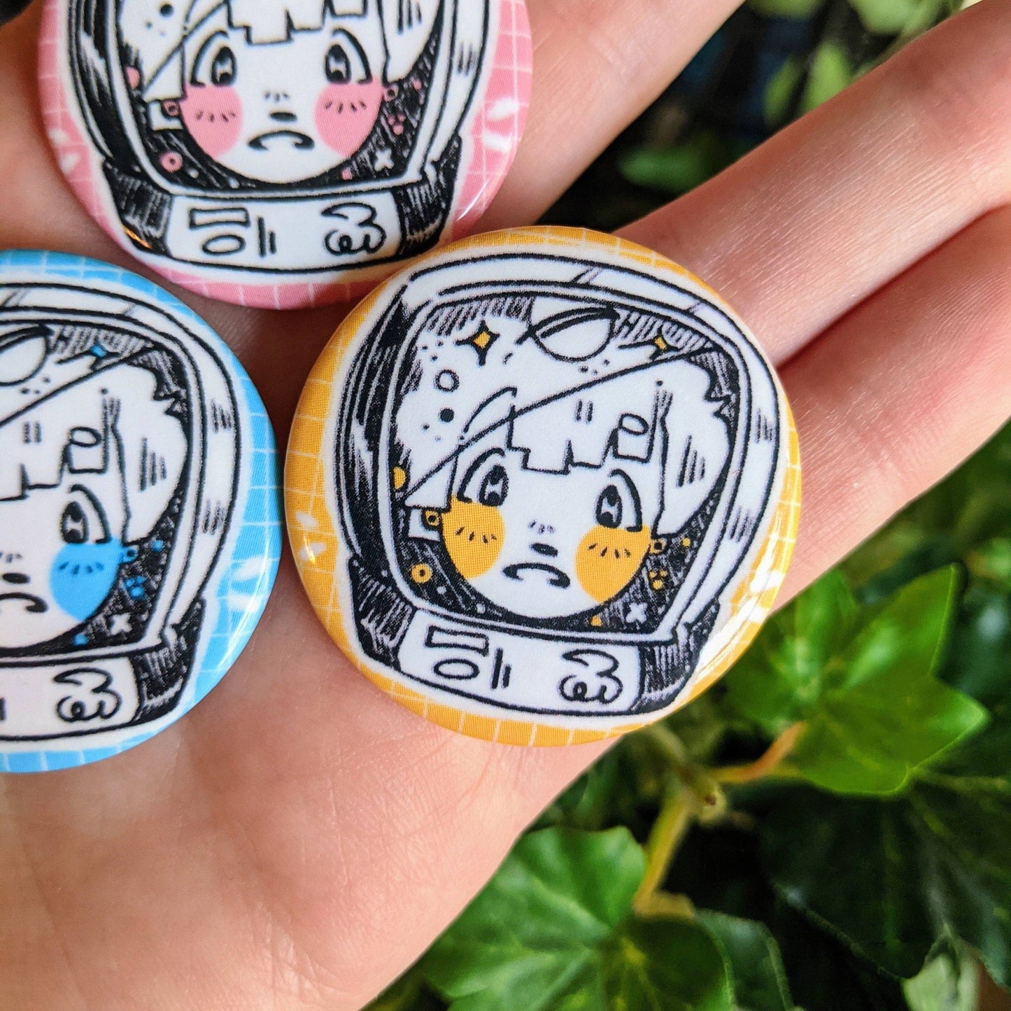Space Girl Matching Buttons  1.5 inch: ALL THREE!