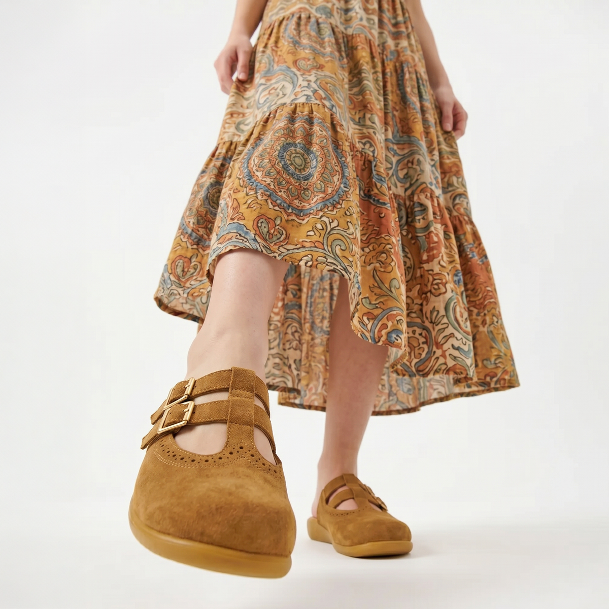 Camel Suede Women's Mary Jane Clogs: 39 HCD/ 9 US/ 10.11"