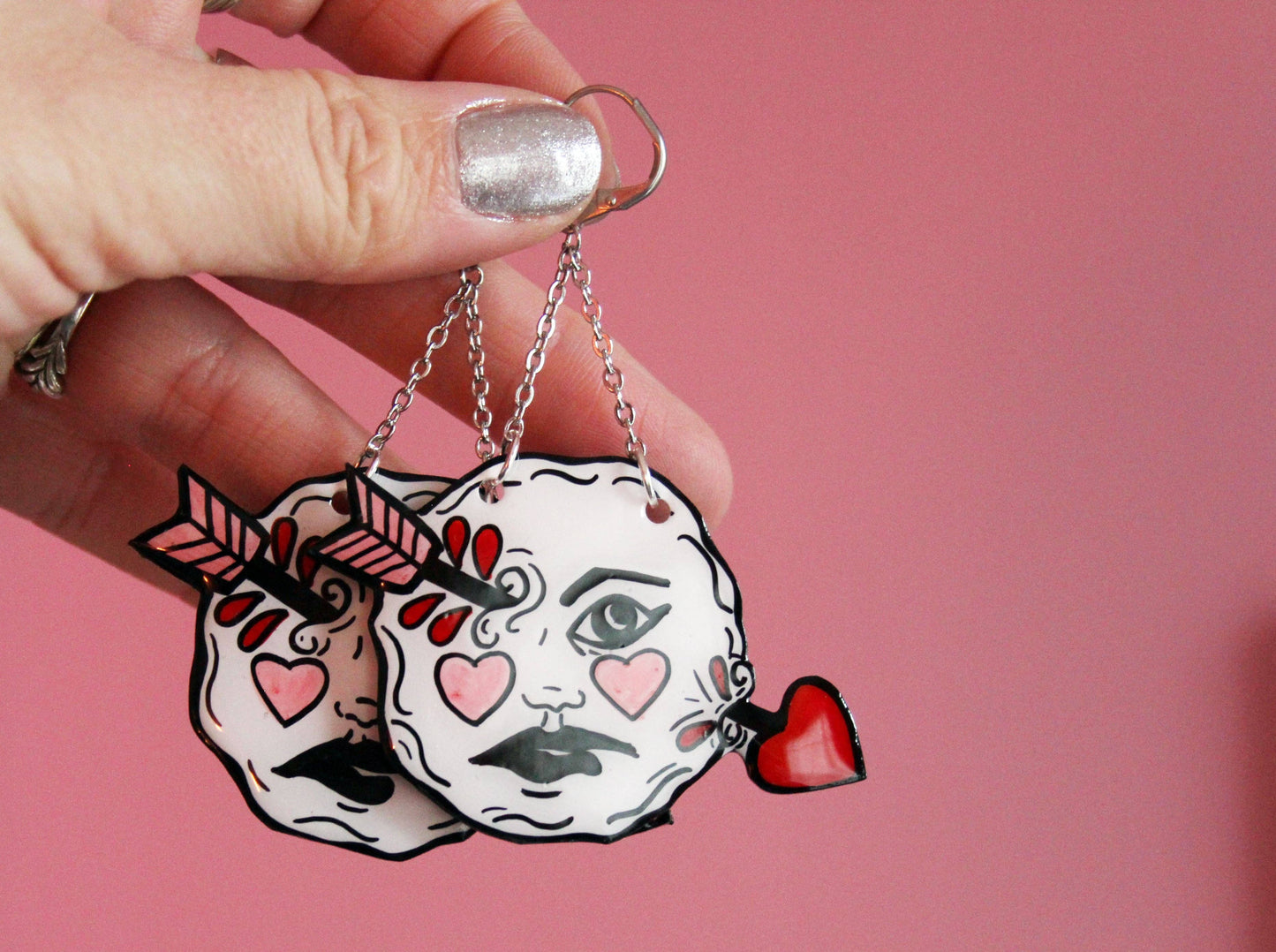 A Trip to the Moon and Back Resin Coated Earrings: Leverback