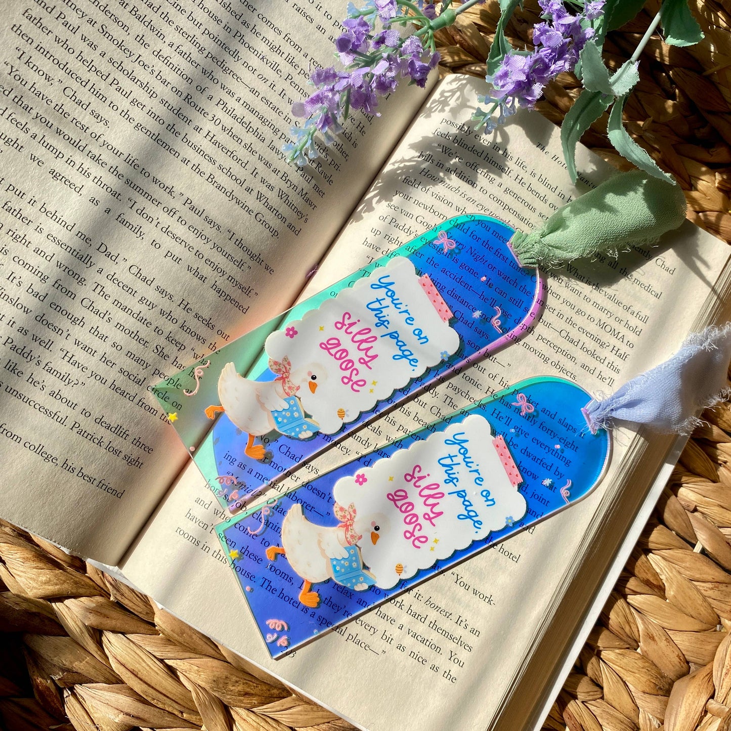 Silly Goose Books Acrylic Iridescent Holographic Bookmark: No branding