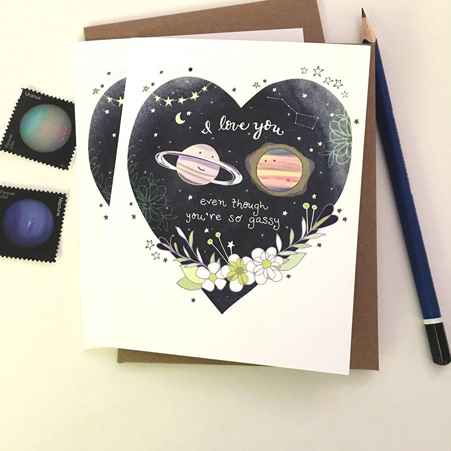 Gassy Planet Card - love greeting card, valentines day card