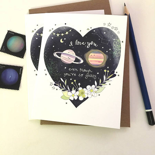 Gassy Planet Card - love greeting card, valentines day card