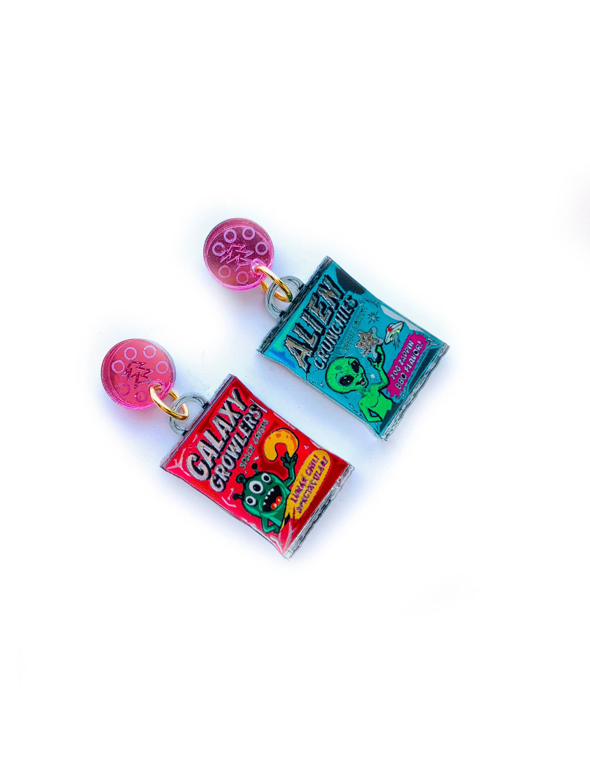Sci fi statement acrylic earrings,food jewellery