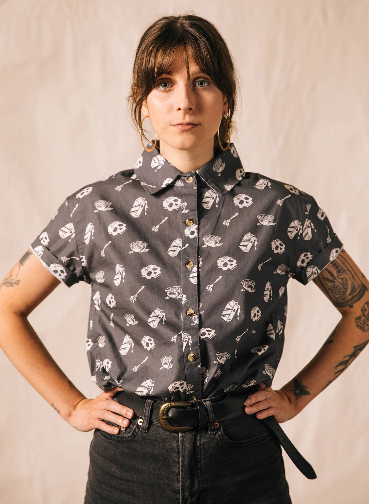 Cereal Killer Casual Button Down Shirt Men & Women: Men's M