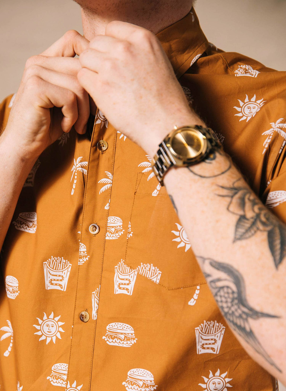 Take It Greasy Casual Vintage Button Down Shirt Men Women: Large