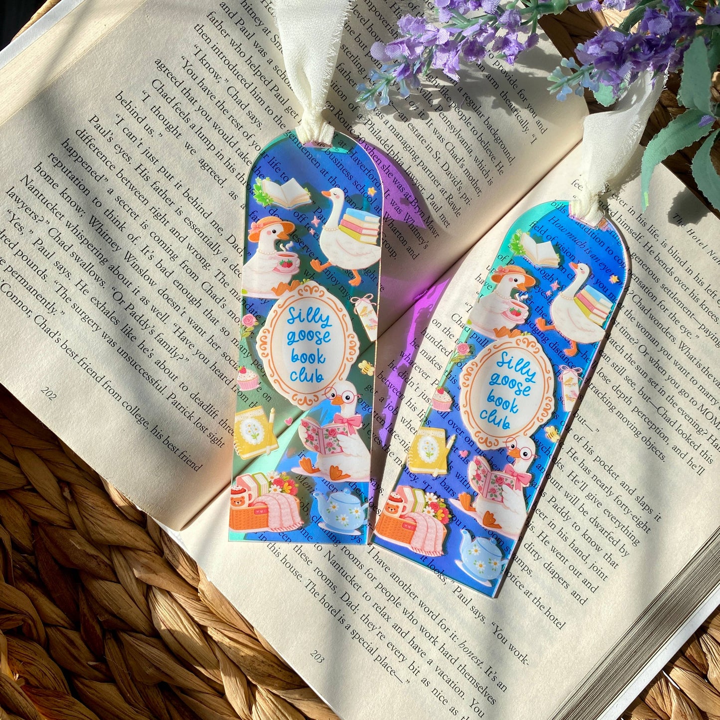 Silly Goose Books Acrylic Iridescent Holographic Bookmark: No branding