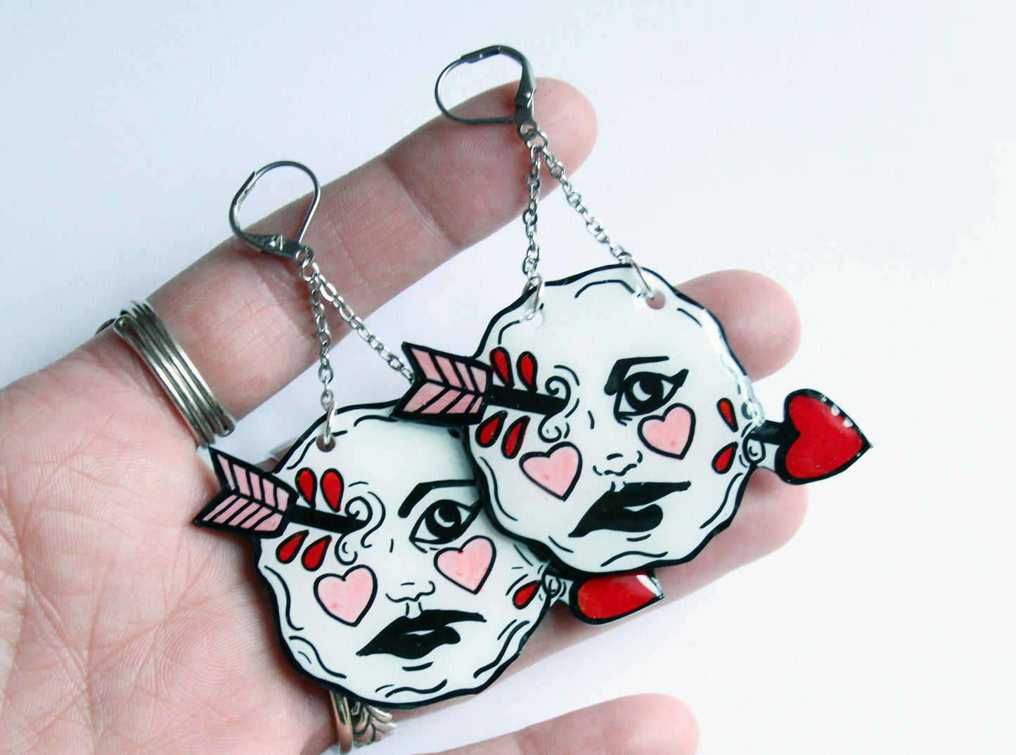 A Trip to the Moon and Back Resin Coated Earrings: Leverback
