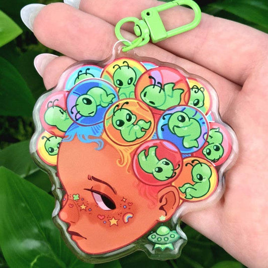 Cute Weirdcore Girl Head Keychains!: Alien