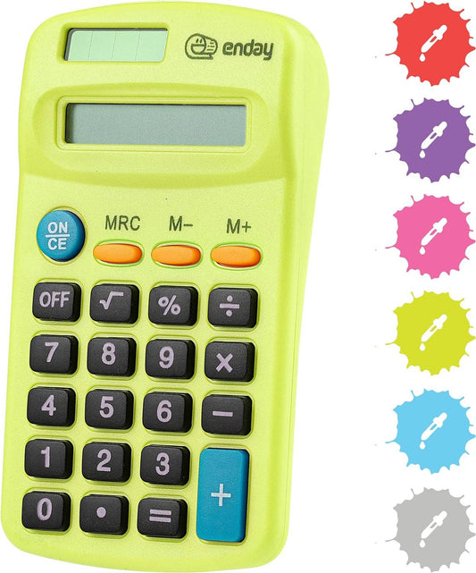 8-Digit Dual Power Pocket Size Calculator: Green