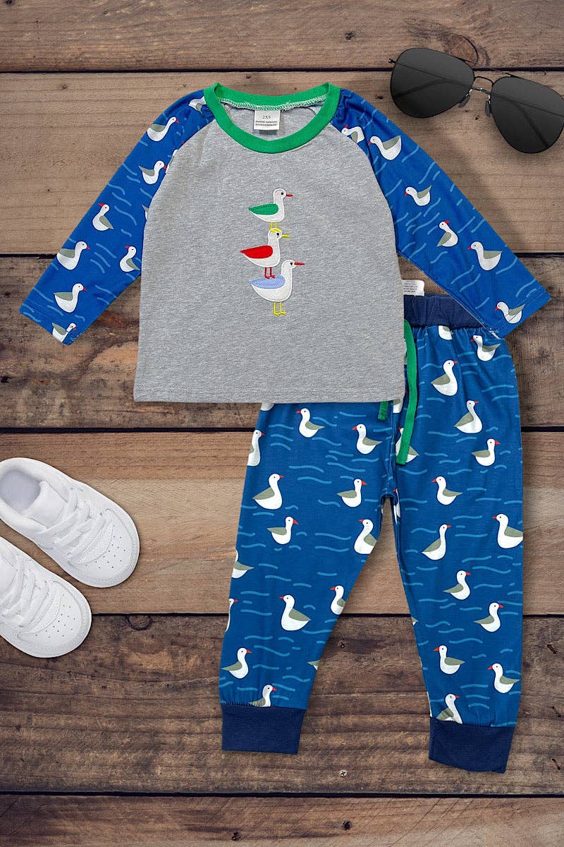 Multi color seagull/applique boys pj set. LC-CKTZ-20216465 A: XS