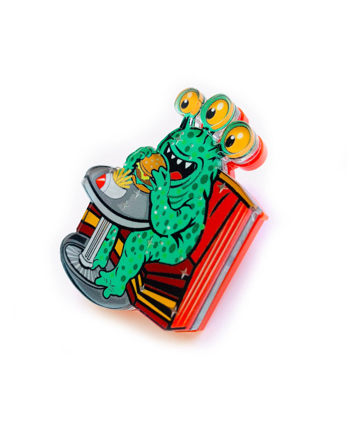 Retro Alien Diner Brooch,Kitsch Jewellery,Gift for Geeks