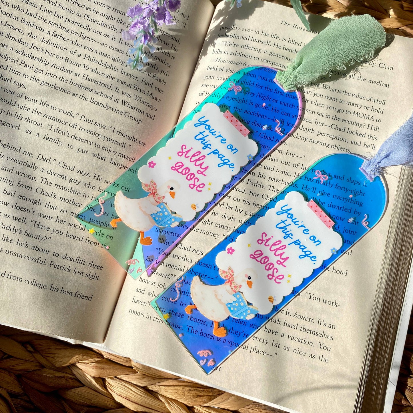 Silly Goose Books Acrylic Iridescent Holographic Bookmark: No branding