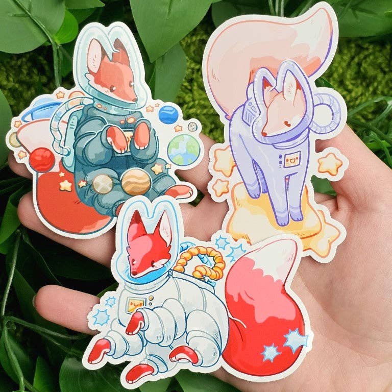 Astronaut Fox Stickers!: ALL THREE!