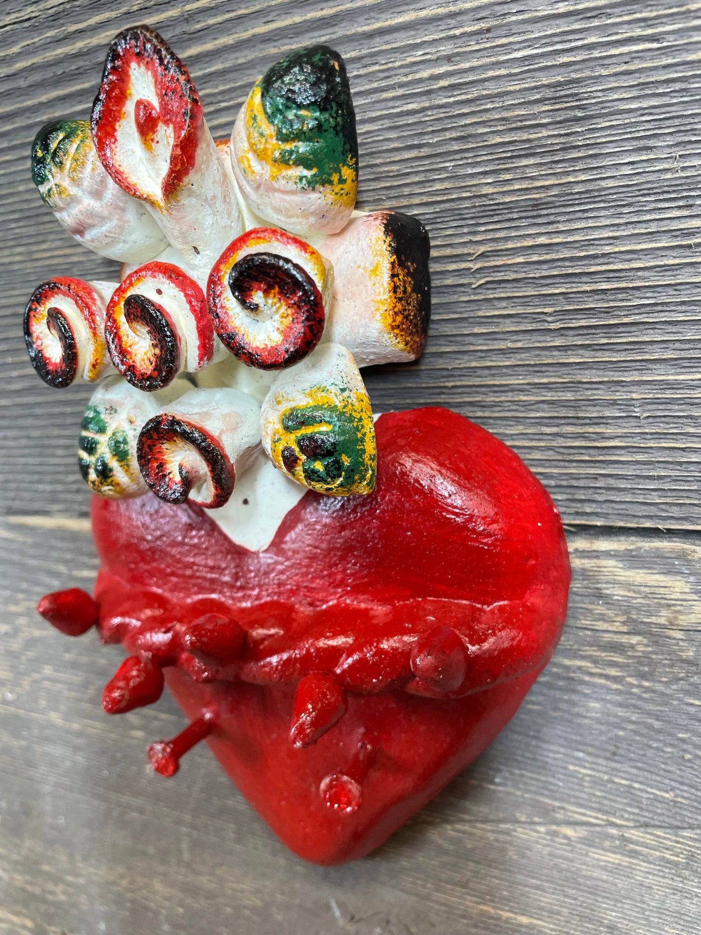 Nola Sacred Heart Clay Cross-Handmade-4x7 inches-NEW-$12 : Red