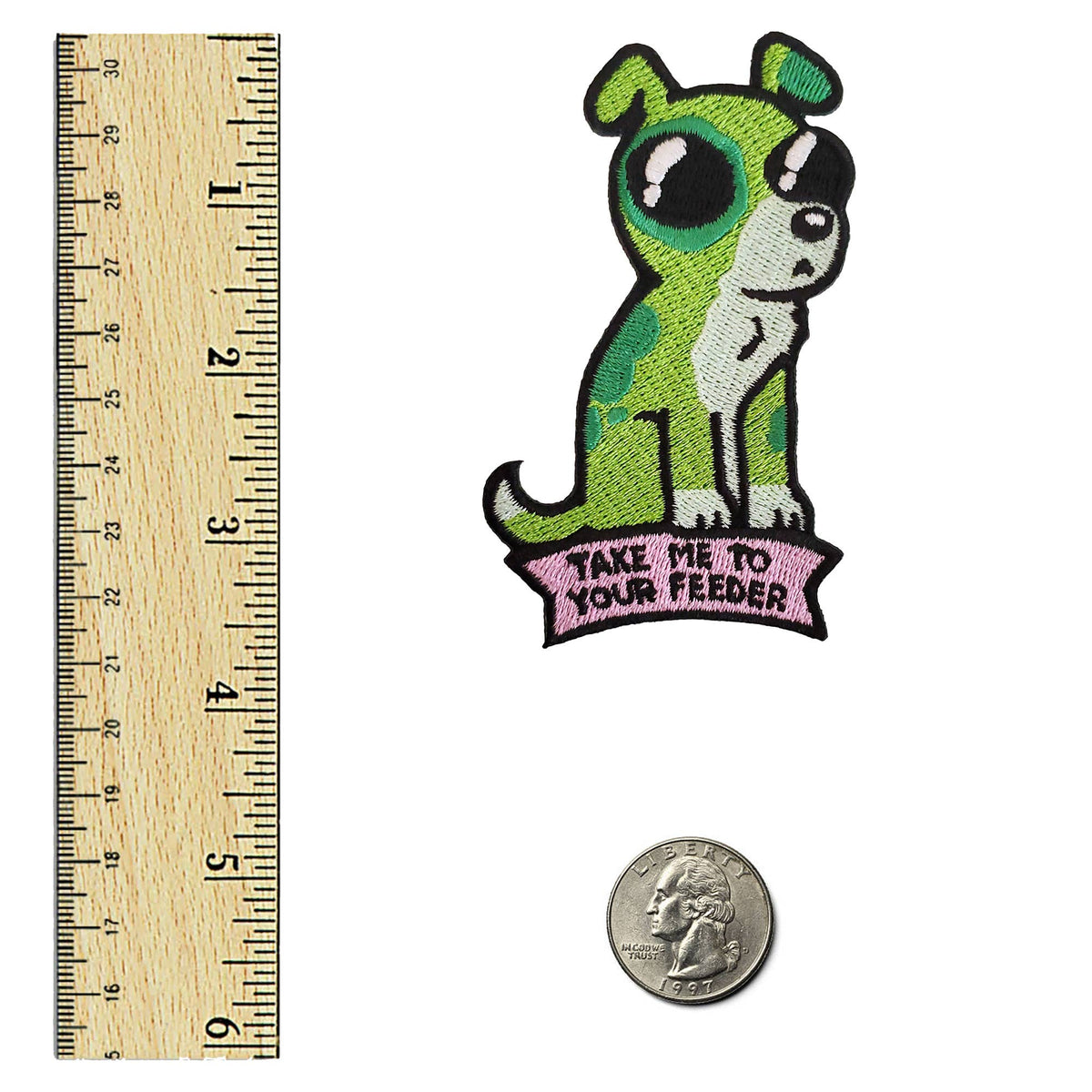 Alien Dog Patch  - Embroidered Iron-On Patch: Iron On