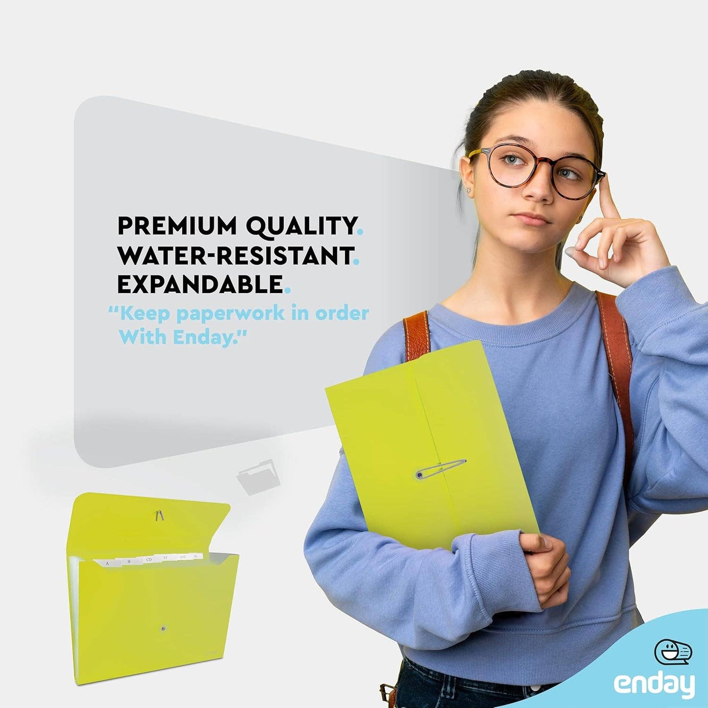 Accordion File Organizer, 7 Pocket Poly Expanding File: Green
