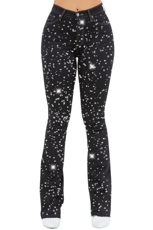 GJG Denim Galaxy Glow Rhinestone Boot Cut Jean