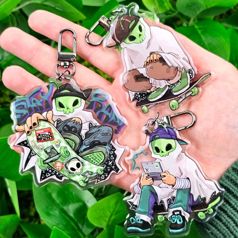 Alien Skater Ghost Keychains!!: ALL THREE!