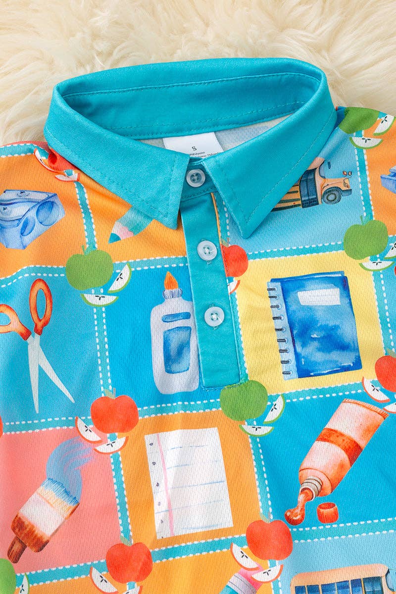 Turquoise back to school boys 2 piece set. OFB50080: S