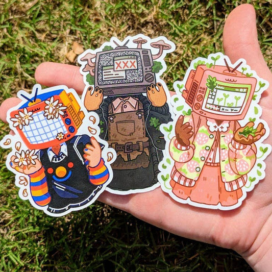 TV Head Cute Stickers: ALL Three!!
