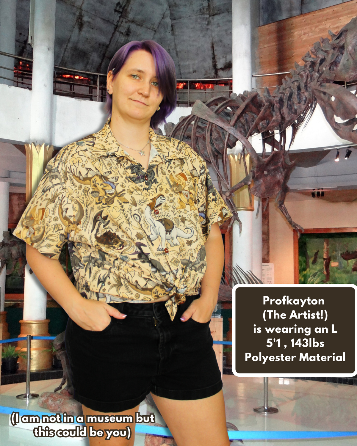 Dinosaur RPG Classes Button-Up Shirt: M