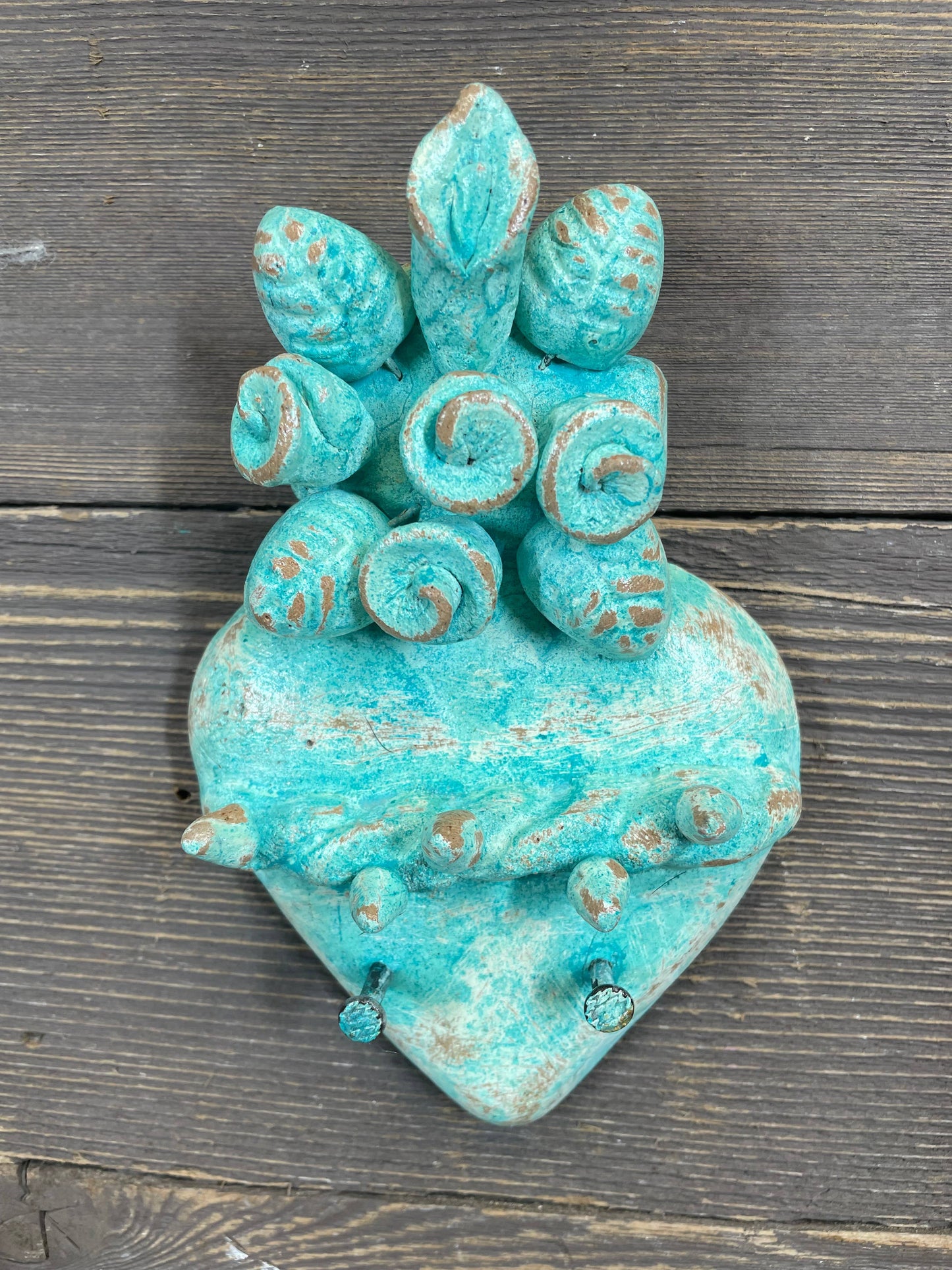Nola Sacred Heart Clay Cross-Handmade-4x7 inches-NEW-$12 : Red