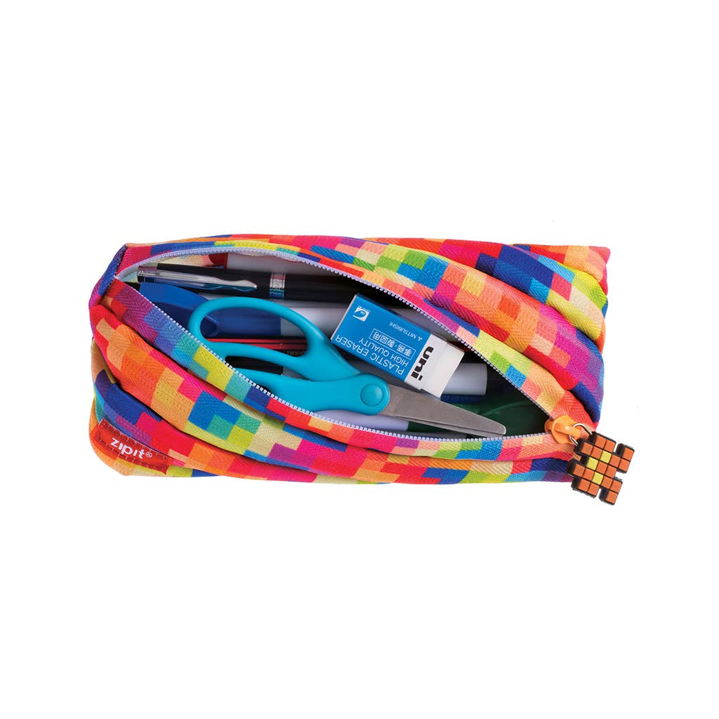 ZIPIT Pixel Pencil Case, Cool Gift for Kids, 16 Pack