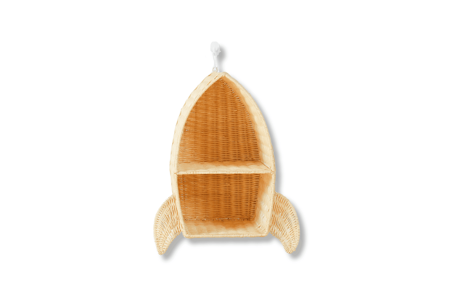 Rattan Rocket Ship Wall Shelf – Space Theme Kids Room & Nursery Décor