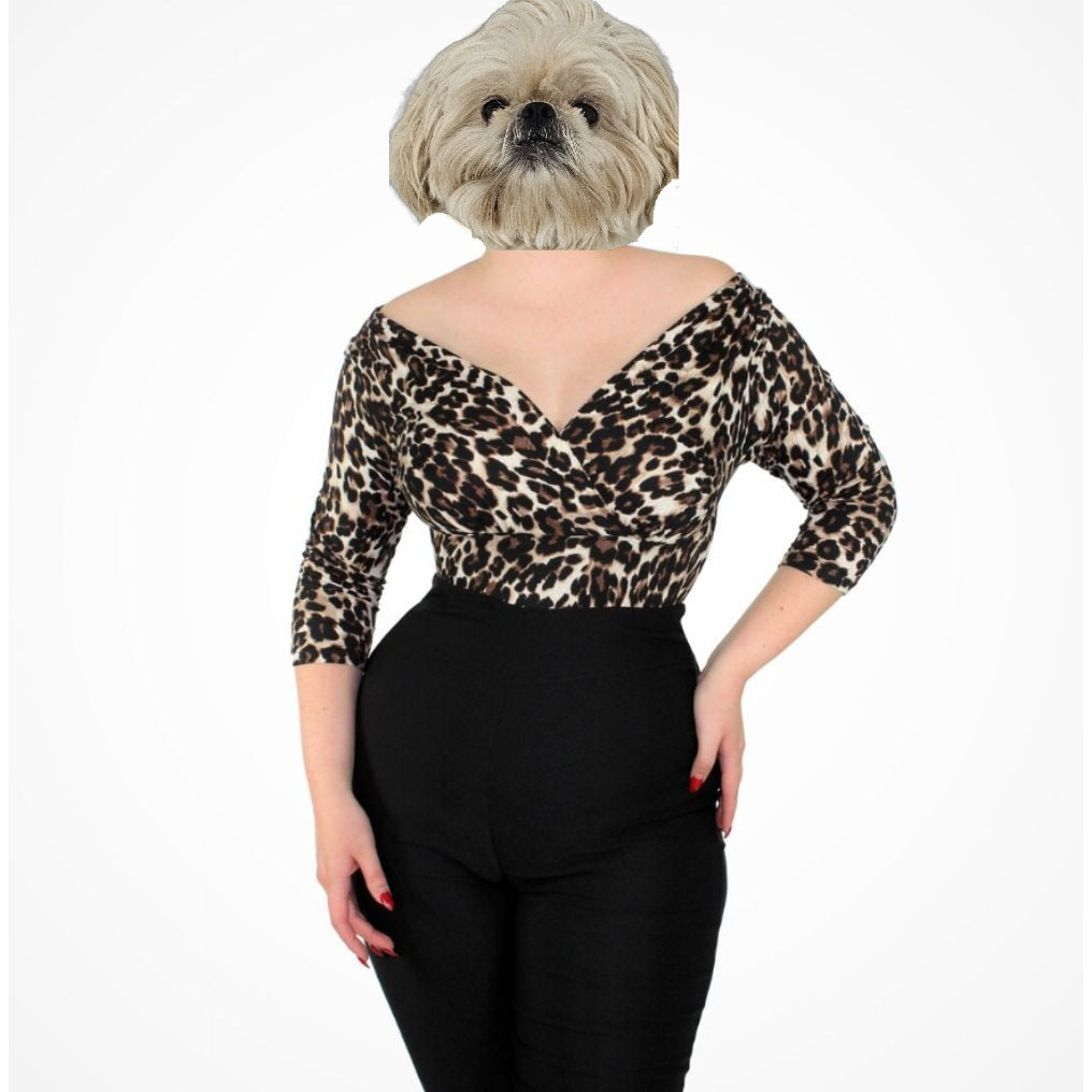Leopard Bombshell Wrap Top by Hemet